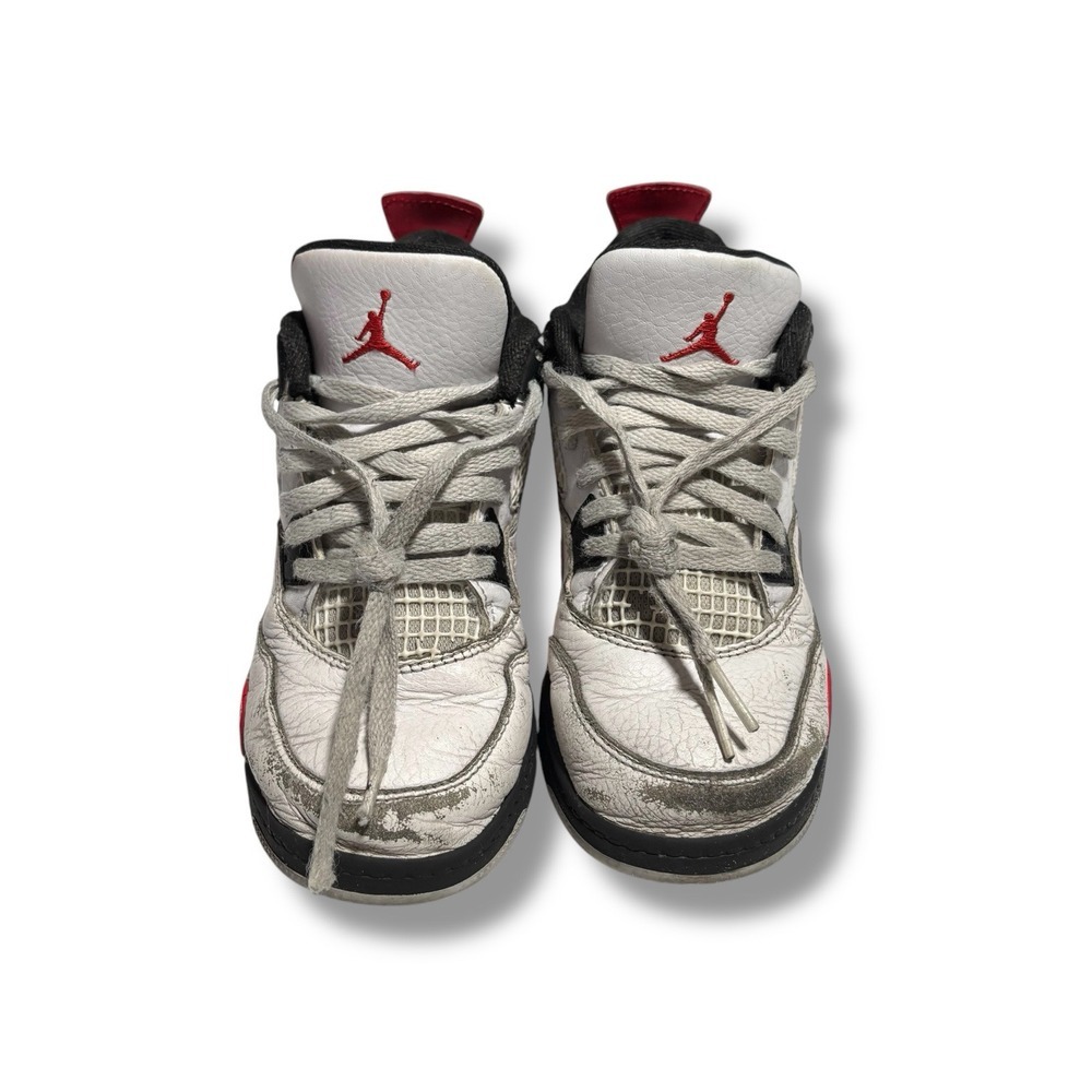 Nike Air Jordan 4 Retro 2023 BQ7669-161 White Black Red Little Boys Size 1Y - Picture 2 of 10